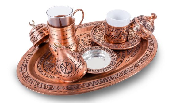 Kızıl Gün Batımı Bakır Kahve Seti