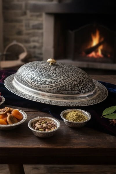 Handygoo Hünkar Sofrası El Oyması Bakır Servis Tabağı