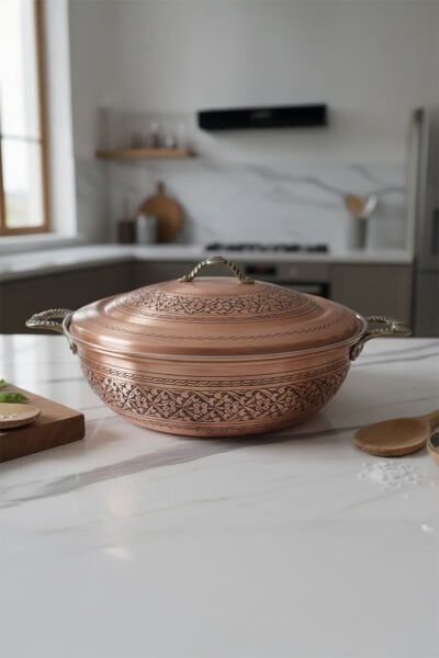 Handygoo Mirena Özel İşlemeli 5 LT Bakır Tencere