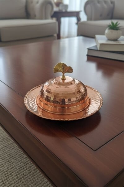 Handygoo Ginkgo Kapaklı Dövme Bakır Şekerlik