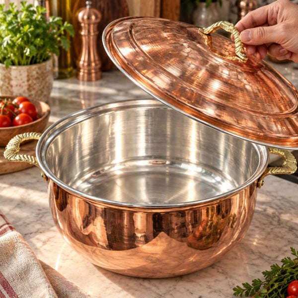 Handygoo 10 Litre Kalaylı Bakır Tencere – 36 cm