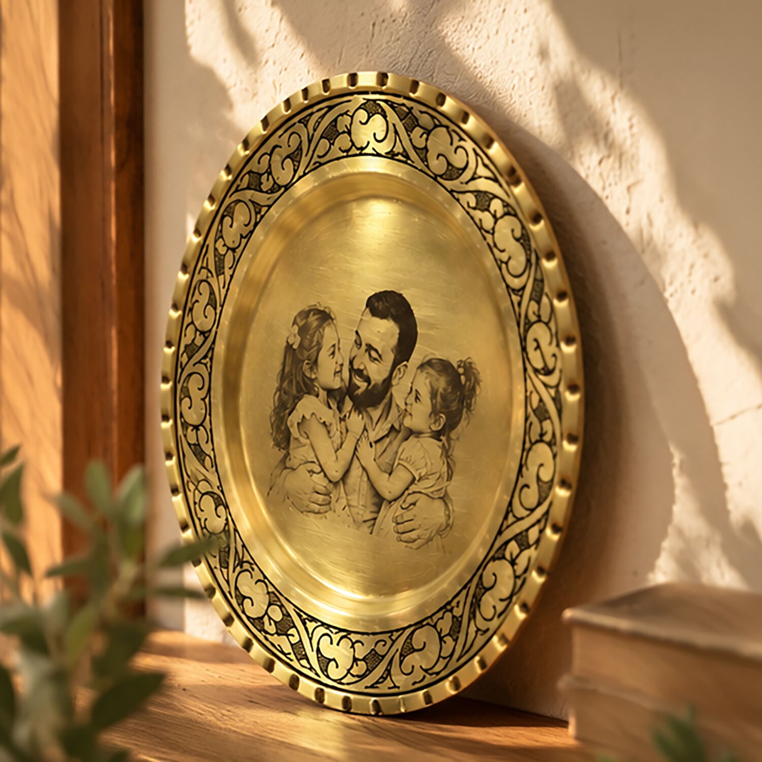 Kişiye Özel Sarı Bakır Portre Tabak – 16 cm