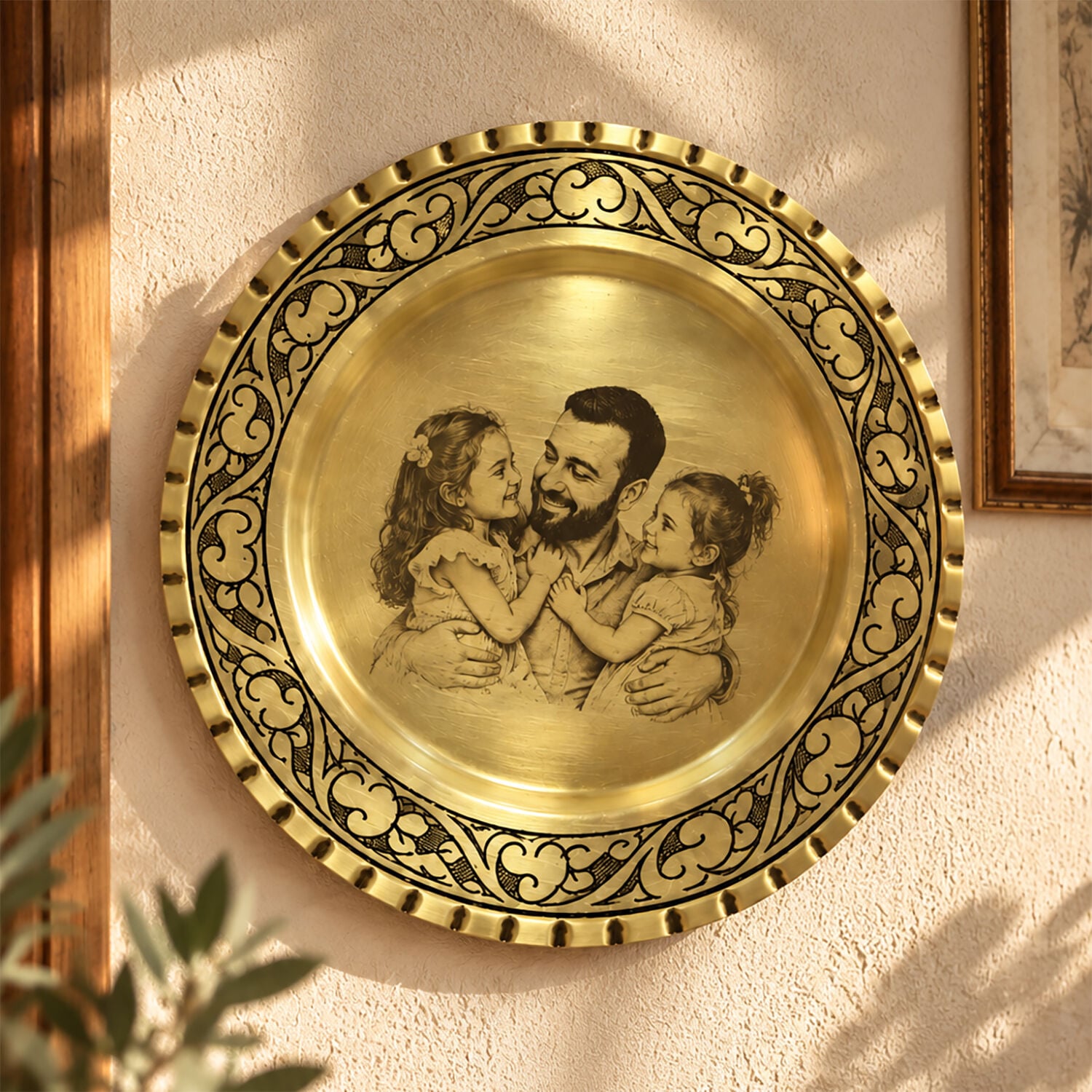 Kişiye Özel Sarı Bakır Portre Tabak – 16 cm