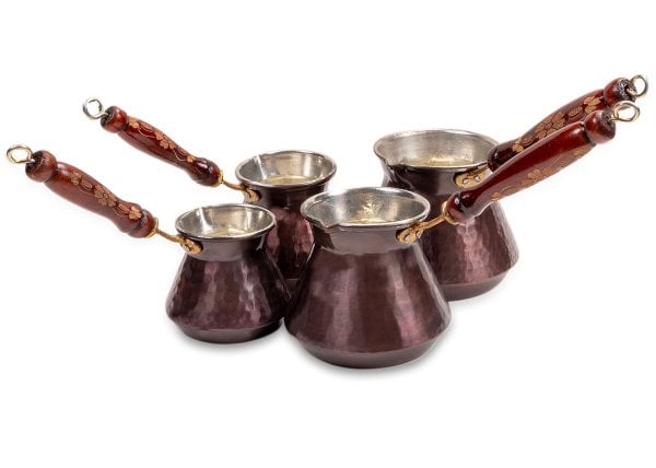 Handygoo Bronz Renkli Bakır Cezve Takımı 4 lü