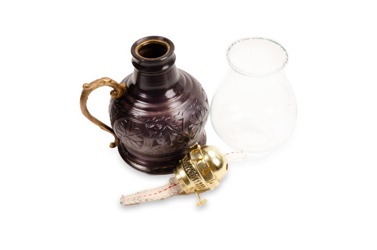 Handygoo Tombik Camlı El Yapımı Bakır Gaz Lambası Bronz