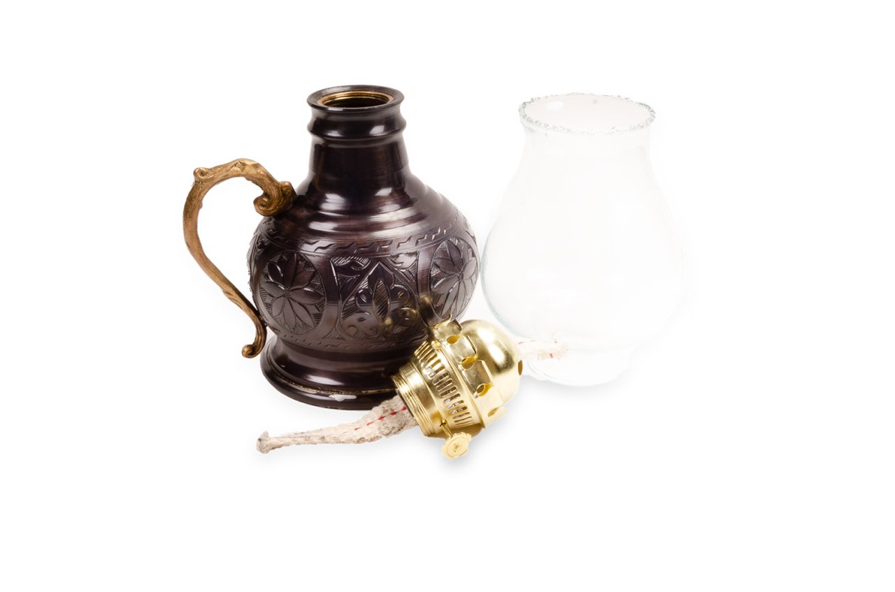 Handygoo Boru Camlı El Yapımı Bakır Gaz Lambası Bronz