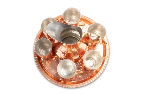 Handygoo El Yapımı Dövme Bakır Ayran Seti 6 Kişilik