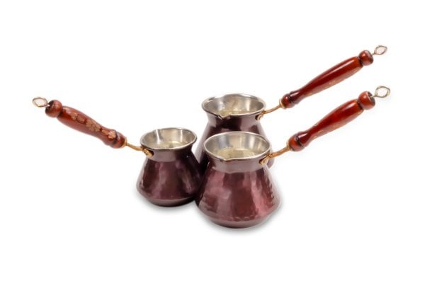 Handygoo Bronz Renkli Bakır Cezve Takımı 3 lü