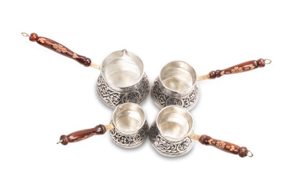 Handygoo El Yapımı Eskitme Bakır Cezve Seti 4 lü