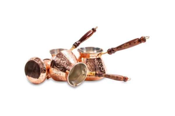 Handygoo El Yapımı Kırmızı Bakır Cezve Seti 4 lü