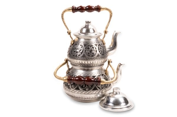 Handygoo El Yapımı Yukarıdan Kulplu Eskitme Bakır Çaydanlık