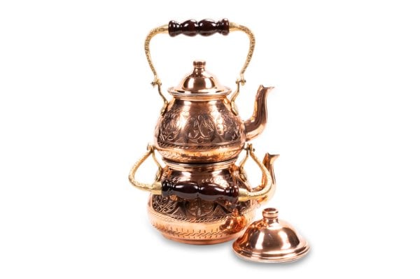 Handygoo El Yapımı Yukarıdan Kulplu Kırmızı Bakır Çaydanlık