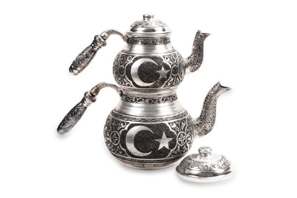 Handygoo El İşlemesi Bayraklı Bakır Çaydanlık