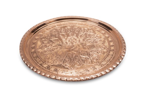 Kırmızı Art Plate El İşlemesi Bakır Tepsi