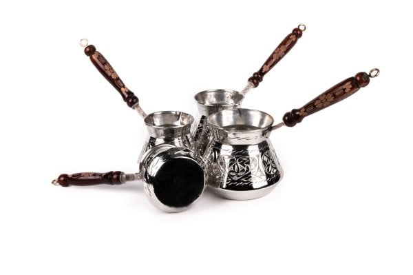 Handygoo El İşlemesi Nikelajlı Bakır Cezve Seti 4 lü