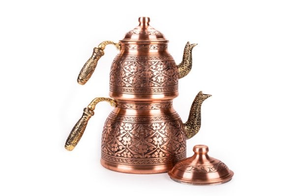 Handygoo Kırmızı Papatya Bahçesi Büyük Bakır Çaydanlık