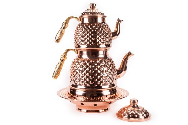 Handygoo Büyük Boy Kırmızı Keops Bakır Çaydanlık ve Balkon Sefası