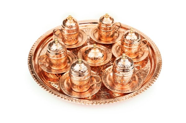 Handygoo Altı Kişilik Bakır Kahve Fincanı Seti