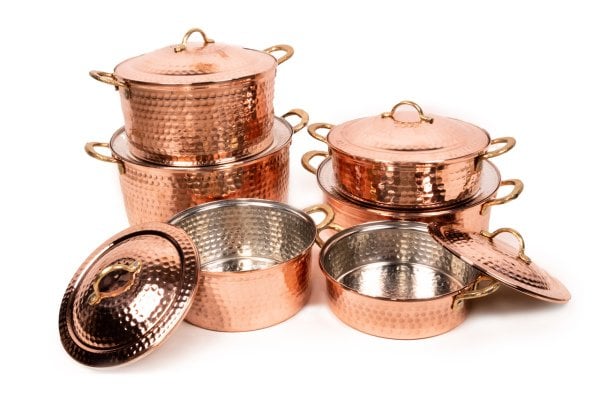 Handygoo Altı Parça Dövme Bakır Tencere Seti