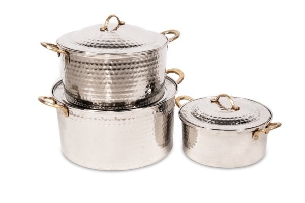 Handygoo Nikelajlı Derin Dövme Bakır Tencere Seti