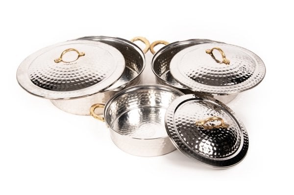 Handygoo Nikelajlı Dövme Bakır Tencere Seti