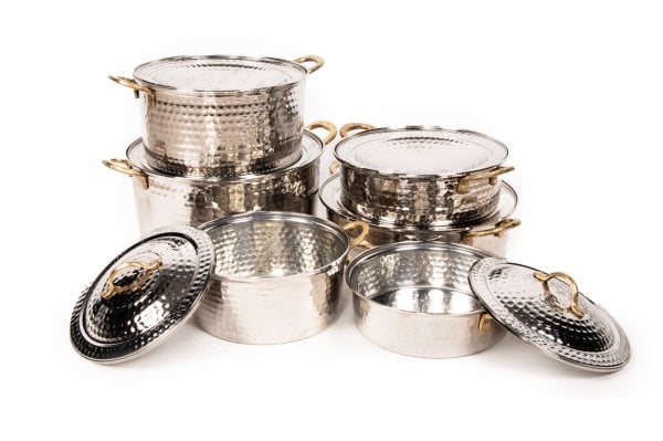 Handygoo Nikelajlı Altı Parça Dövme Bakır Tencere Seti