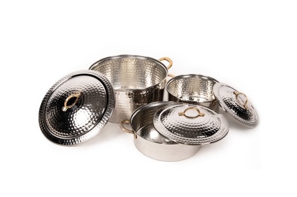 Handygoo Nikelajlı Hammer Wind Dövme Bakır Tencere Seti