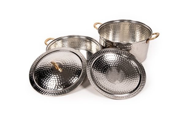 Handygoo Nikelajlı Ayıntap Dövme Bakır Tencere Seti