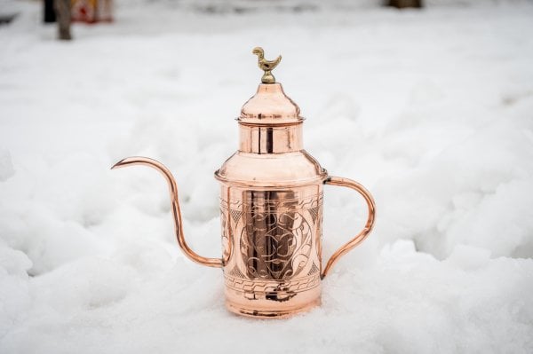 Handygoo El İşlemesi Kırmızı Bakır Yağdanlık